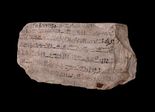 Ostracon with the final lines of the tale of sinuhe thebes 19th dynasty