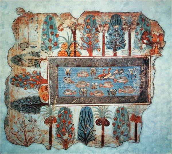 Pond in a garden fragment from the tomb of nebamun 1400 bc