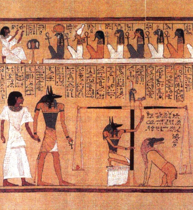 La «pesée du coeur» (papyrus Hounefer, 19e dynastie).