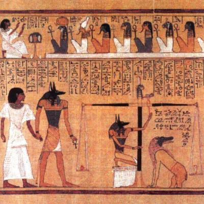 La «pesée du coeur» (papyrus Hounefer, 19e dynastie).