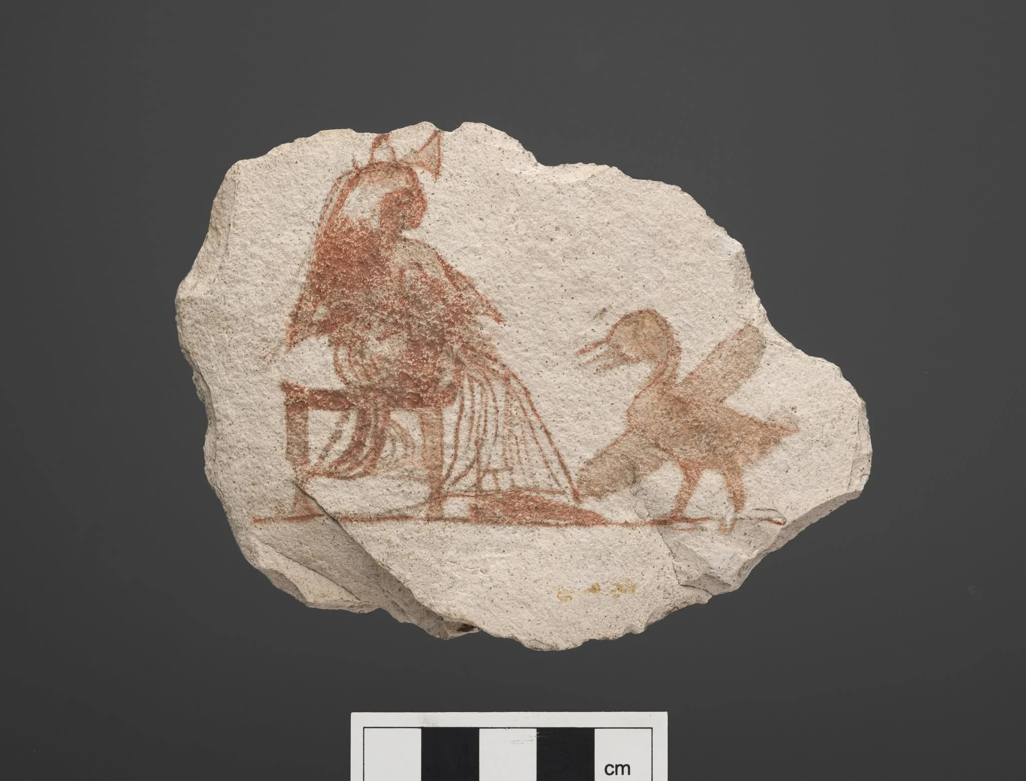 Ostracon depicting a breastfeeding woman and a duck -Date 1539–1077 BCE - New Kingdom 