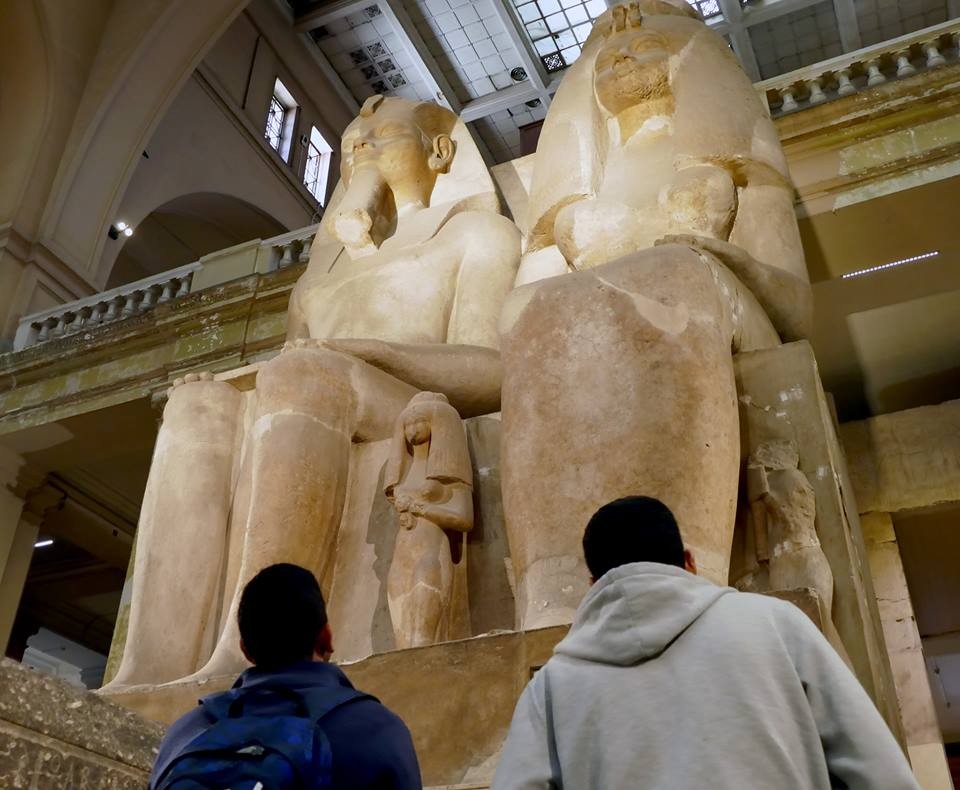 Amenhotep III and queen Tiye at the Cairo museum. 