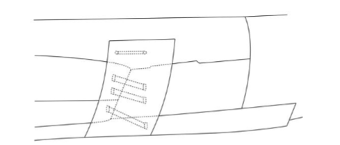 Sketch port side planks and backing timber at stern, not to scale. 