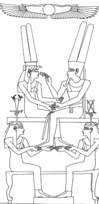 Amenhotep III on bed.