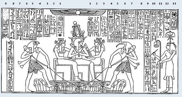 Dessein de Mariette _ Bas relief d'Abydos.