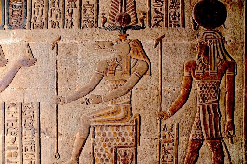 Relief of the crocodile god shemanefer sma nfr at esna temple 