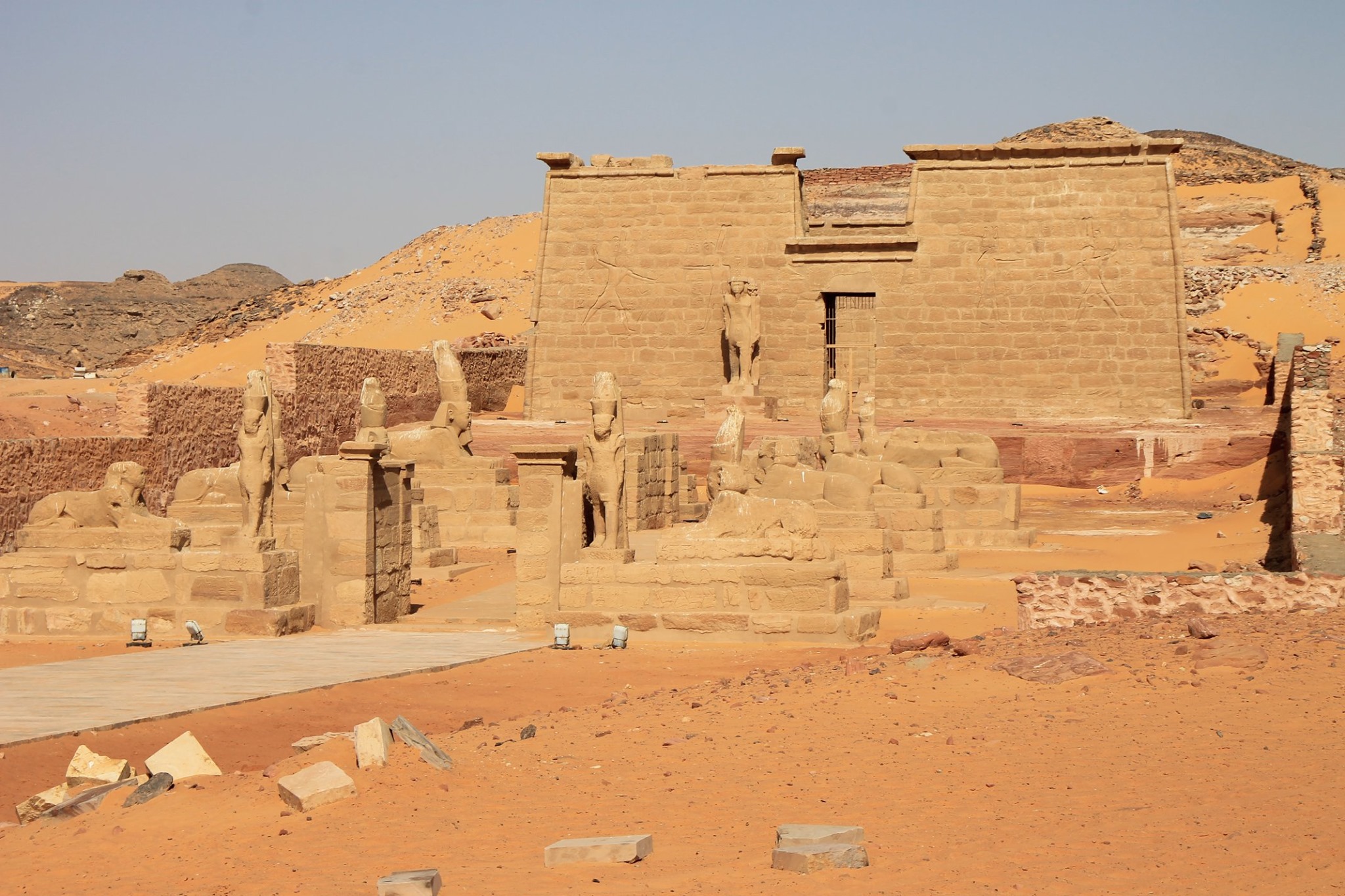 Valley of the Lions,Nubia. (Wadi es Sebua).Rock cut Temple of Ramses II.Relocated,rescued.