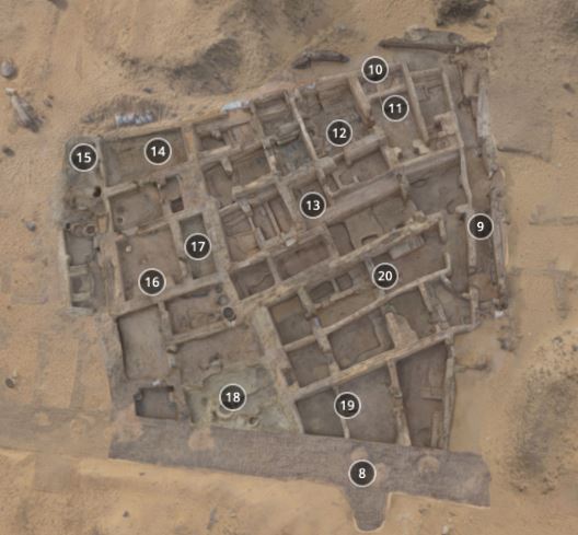 A neighbourhood of ancient houses dating to around 1200bc within the walled town of amara west 