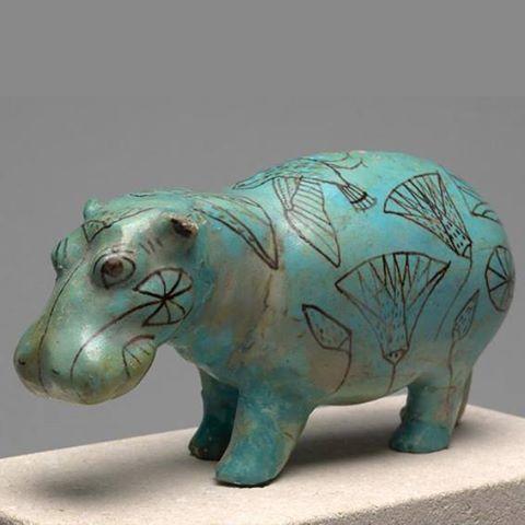 Ancient egypt hippopotamus faience middle kingdom dynasty 12 ca 1961 1878 b c