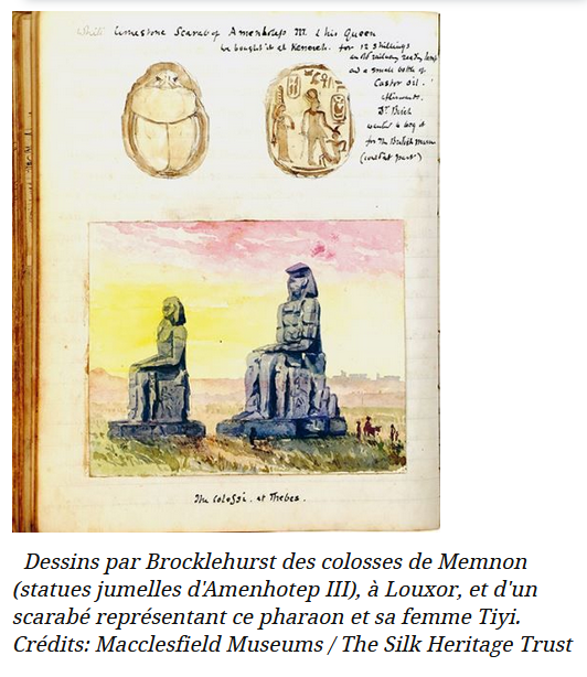 Dessins par brocklehurst des colosses de memnon