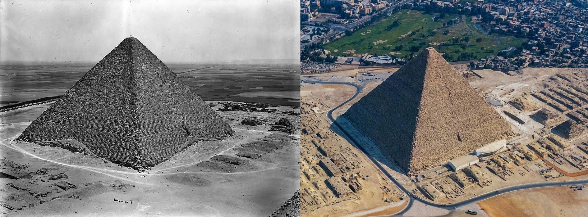 Khufu pyramid then and now