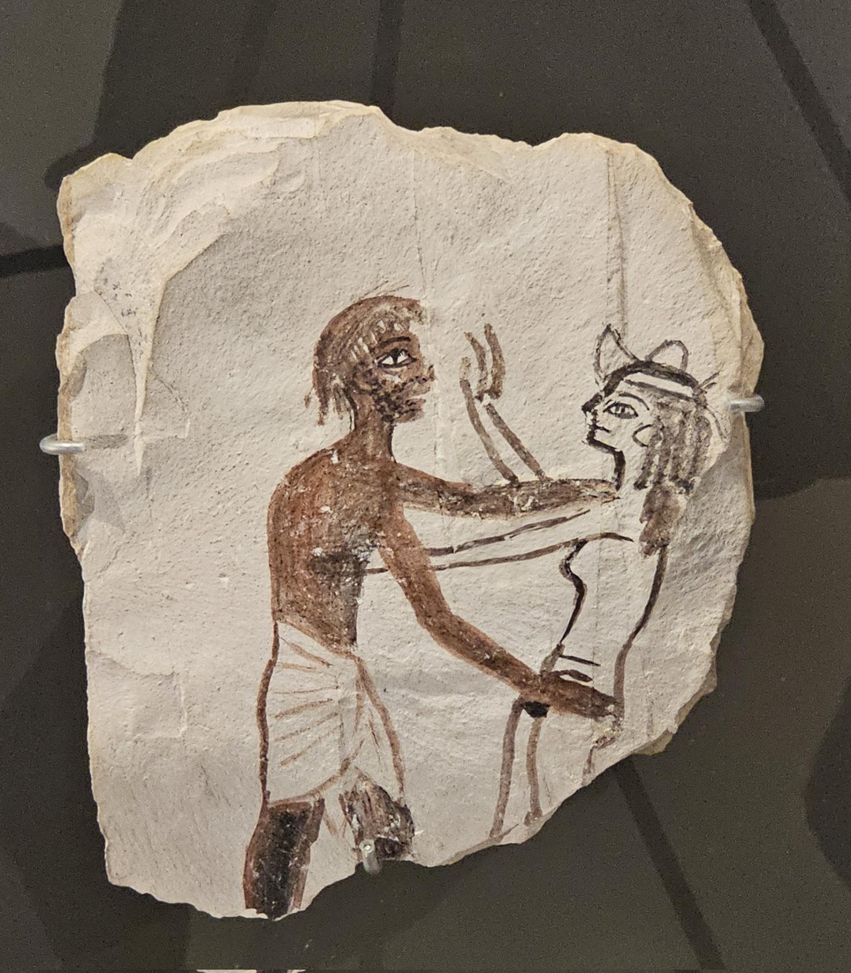 Limestone ostraca from thebes with artists drawings